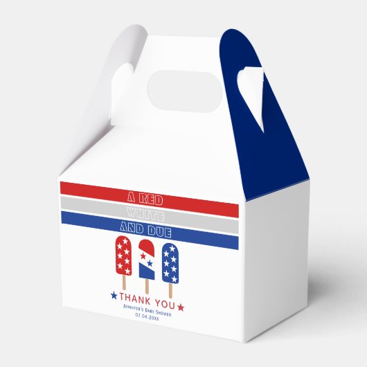 White Due 4th of July Dank u baby shower Bedankdoosjes (Achterkant)