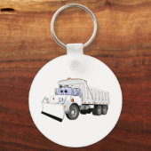White Dump Truck Cartoon Sleutelhanger (Voorkant)
