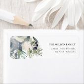 White Dusky Green Kerstval Adres Etiket (Insitu)