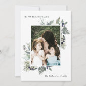 White Dusky Green Kerstval Foto Happy Feestdagenkaart (Voorkant)