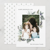 White Dusky Green Kerstval Foto Happy Feestdagenkaart (Voorkant / Achterkant)