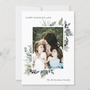 White Dusky Green Kerstval Foto Happy Feestdagenkaart