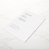 White Dusty Blue Save the Date Silver Folie Uitnodiging (Gedraaid)