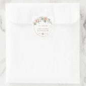 White Dusty Roos Floral Gold Greenery Wedding Vierkante Sticker (Tas)