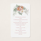 White Dusty Roos Floral Photo Funeral Prayer Visitekaartje (Achterkant)