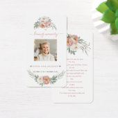 White Dusty Roos Floral Photo Funeral Prayer Visitekaartje (Bureau)