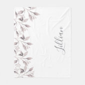 White dusty roos roze floral folia name fleece deken (Voorkant)