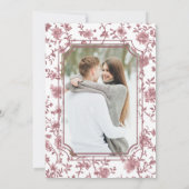 White Dusty Rose Chinoiserie Crest Photo Wedding Save The Date (Achterkant)