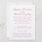 White duve roze lint officiële bruiloft uitnodigen kaart (Achterkant)