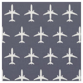 White E175 Jet Airplane Pattern Pattern on Navy Bl Stof (Close Up)