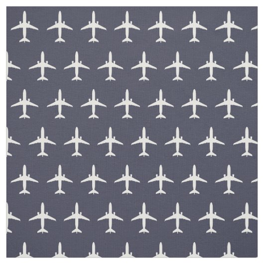 White E175 Jet Airplane Pattern Pattern on Navy Bl Stof (Swatch)