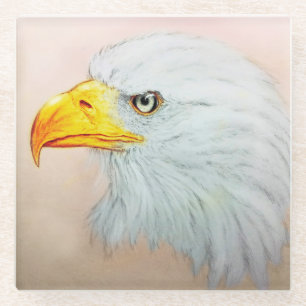 White Eagle Glass Onderzetter, realistische vogels Glazen Onderzetter