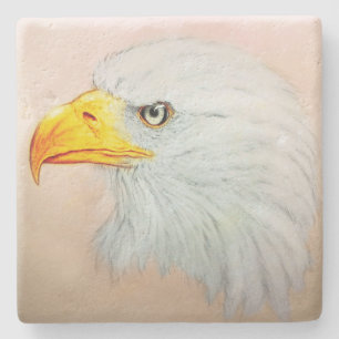 White Eagle Stone Onderzetter, Realistic Bird Sket Stenen Onderzetter