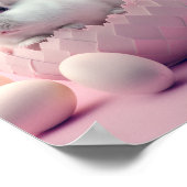 White Easter Bunny and Eggs Pink Background Poster (Hoek)