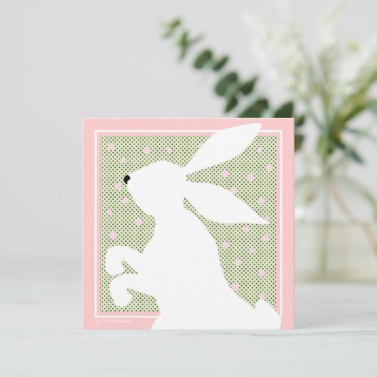White Easter Bunny Brunch Invitation Kaart (Staand voorkant)