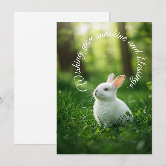 White Easter Bunny Feestdagenkaart (Voorkant / Achterkant)