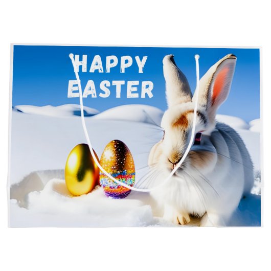 White Easter Bunny Groot Cadeauzakje (Achterkant)