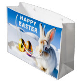 White Easter Bunny Groot Cadeauzakje (Achterkant Gekanteld)