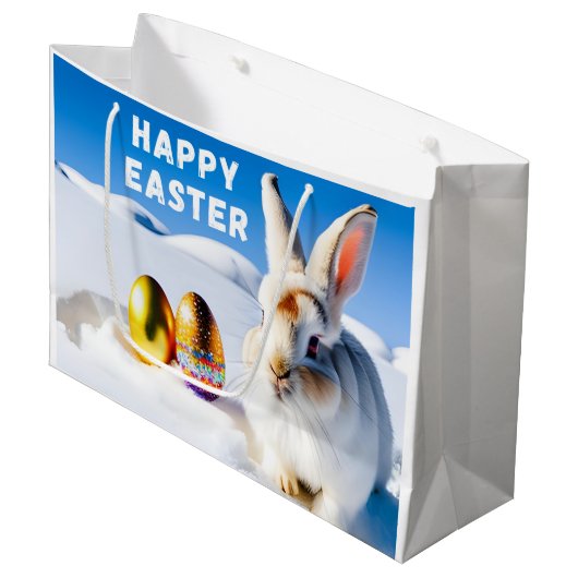 White Easter Bunny Groot Cadeauzakje (Voorkant Gekanteld)