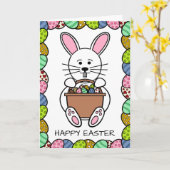 White Easter Bunny, Happy Easter Kaart (Gele Bloem)