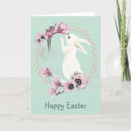 White Easter Bunny Hummingbird Floral Lijst Kaart