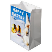 White Easter Bunny Medium Cadeauzakje (Achterkant Gekanteld)