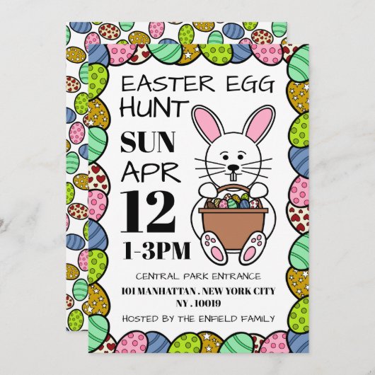 White Easter Bunny, paastante Aankondiging (Voorkant / Achterkant)