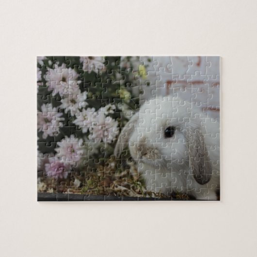 white easter bunny puzzle legpuzzel (Horizontaal)