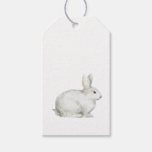 White Easter Bunny Rabbit Gift Labels Cadeaulabel (Voorkant)