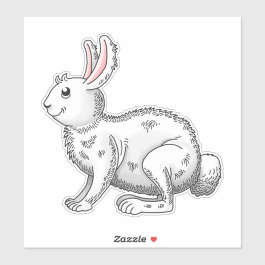 White Easter Bunny Sticker (Vel)