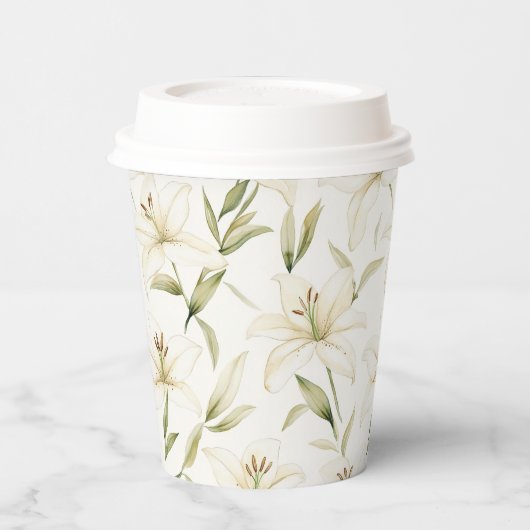 White Easter Lilies Papieren Bekers (Links)