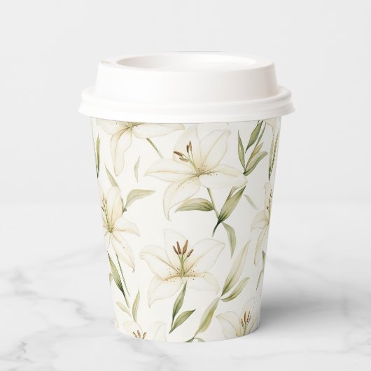 White Easter Lilies Papieren Bekers (Achterkant)