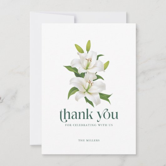 White Easter Lily Retro Typography Bedankkaart (Voorkant)