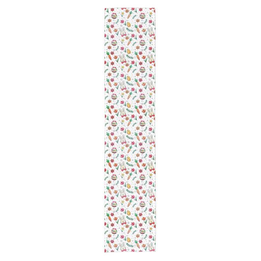White Easter Pattern Table Runner Korte Tafelloper (Voorkant)