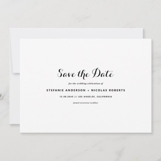 White Eat Drink en Be Married Kalligrafie Foto Save The Date (Achterkant)