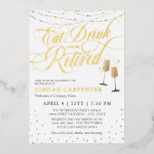 White Eat-Drink wordt gepensioneerd Folie Uitnodiging (Voorkant)