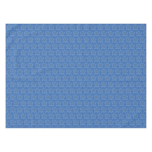 White Edelweiss-contourpatroonblauw Tafelkleed (Voorkant (Horizontaal))