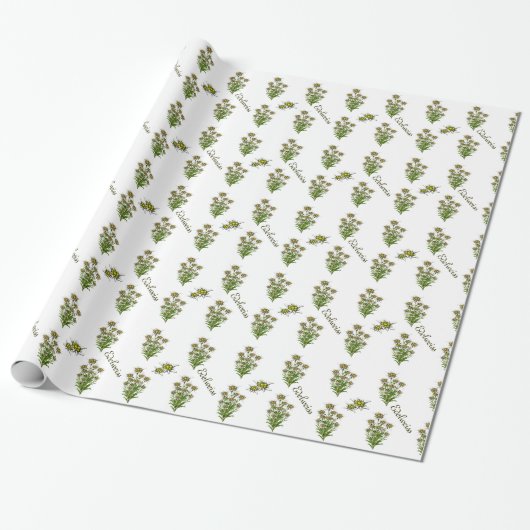 White Edelweiss Floral Wrapping Paper Cadeaupapier (Uitgerold)