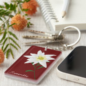 White Edelweiss Flower Custom Sleutelhanger (Voorkant Rechts)