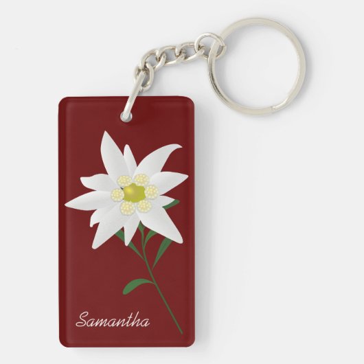 White Edelweiss Flower Custom Sleutelhanger (achterkant)