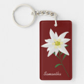 White Edelweiss Flower Custom Sleutelhanger (Voorkant)