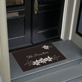 White Edelweiss op zwart Deurmat