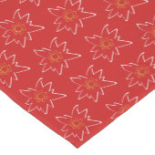 White Edelweiss Outline Pattern Red Korte Tafelloper (Hoek)