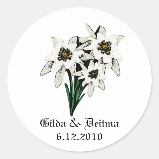 White Edelweiss Wedding Stickers (Voorkant)