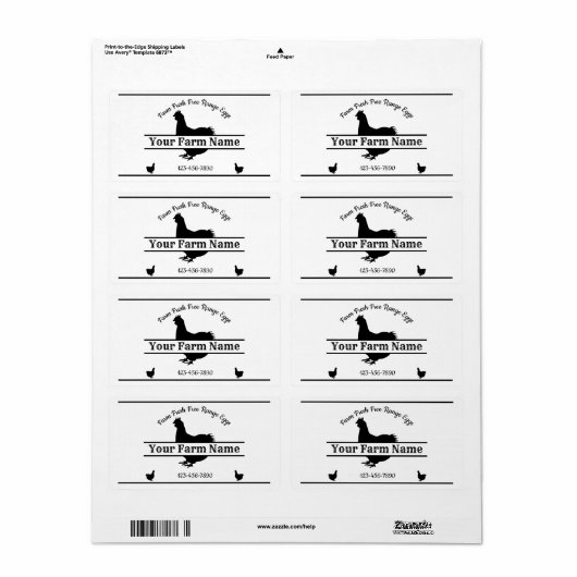 White Egg Carton Label Chicken Farmhouse (Full Sheet)