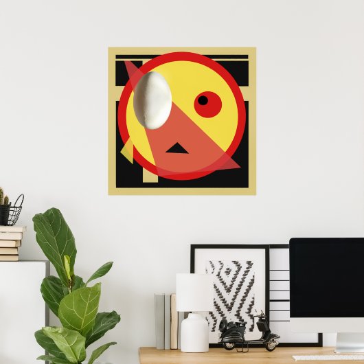 White Egg Modern Bauhaus Design Poster (Thuiskantoor)