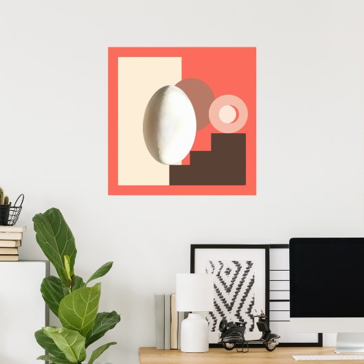 White Egg Modern Bauhaus Design Poster (Thuiskantoor)
