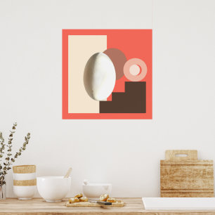 White Egg Modern Bauhaus Design Poster