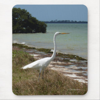 White Egret 2 Mousepad Muismat