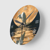 White Egret & Full Moon Wildlife Natuur Scene Ronde Klok (Hoek)